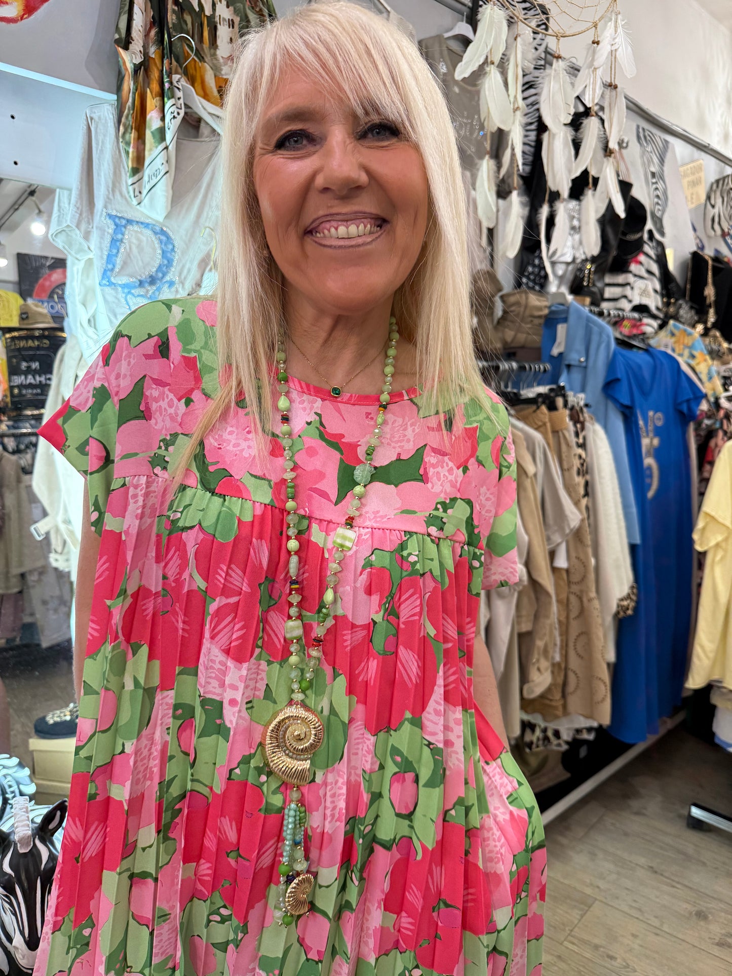 Robe Marylène rose et verte