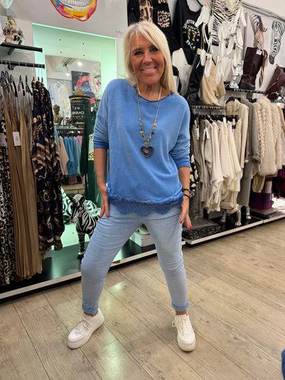 Pantalon magique velours ciel