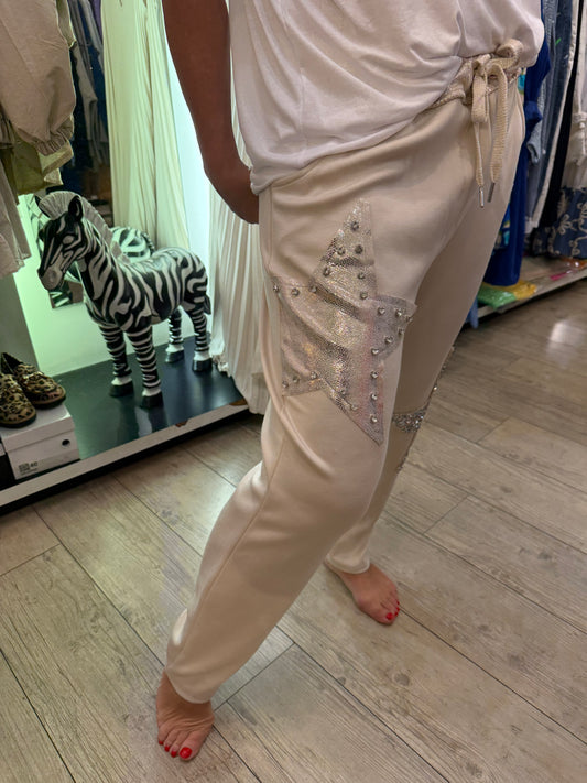 Pantalon étoile jambe or