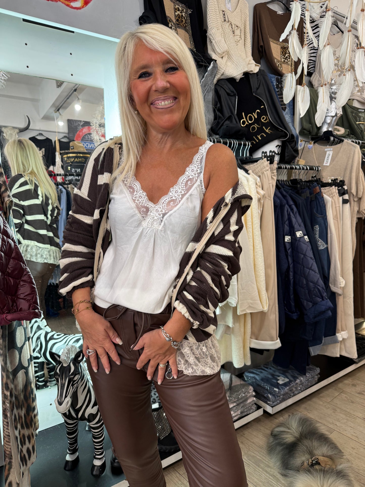 Gilet rayé choco