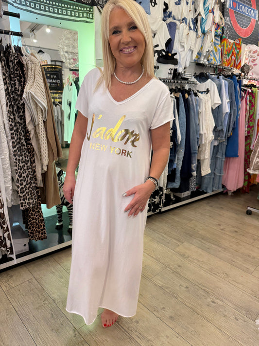 Robe t shirt j adore NY blanche