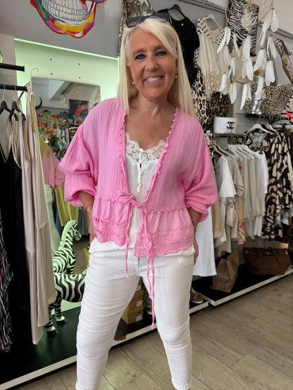 Chemise gaz de coton rose