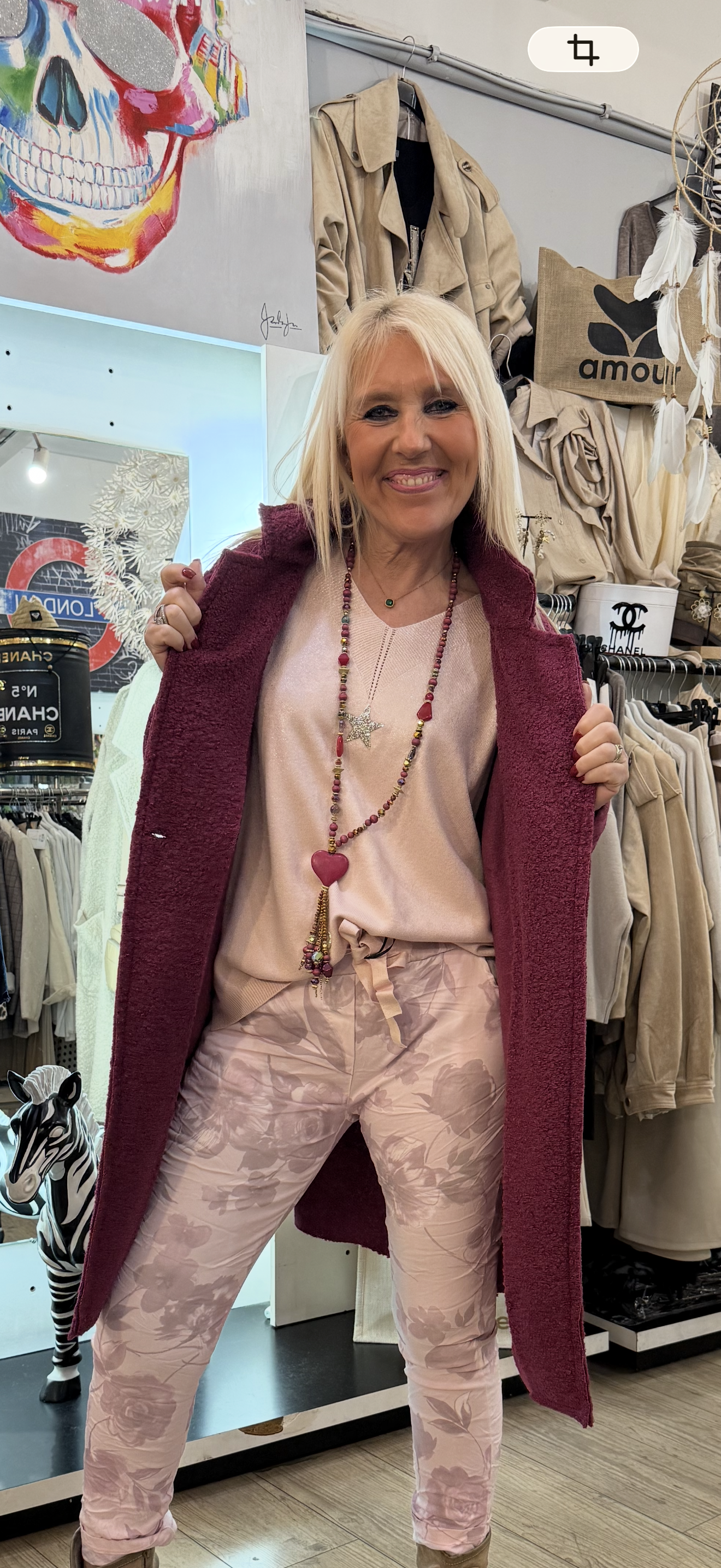 Manteau bouclette prune