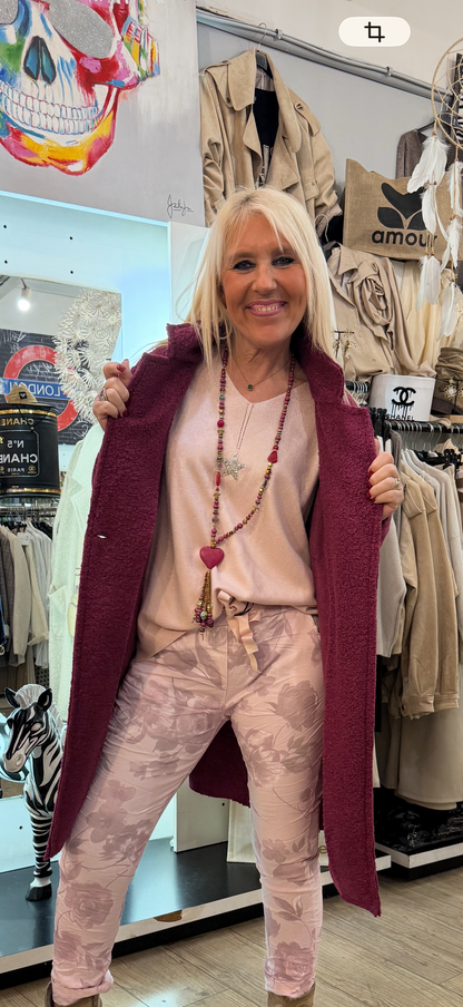 Manteau bouclette prune