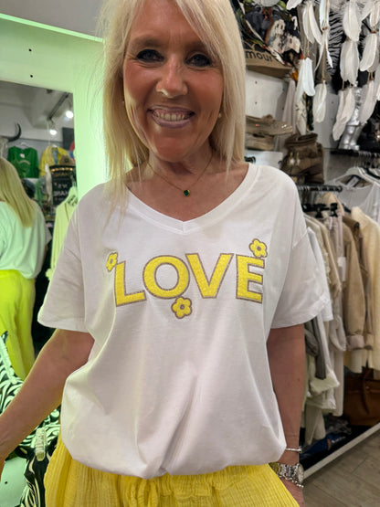 T shirt love jaune