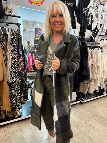 Manteau écossais kaki