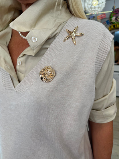 Pull broches beige