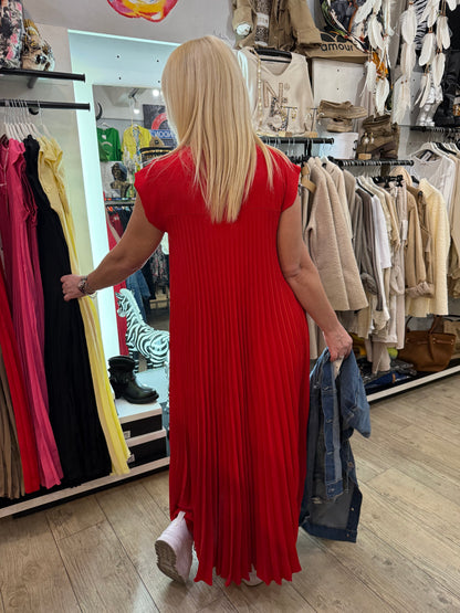 Robe plissée rouge