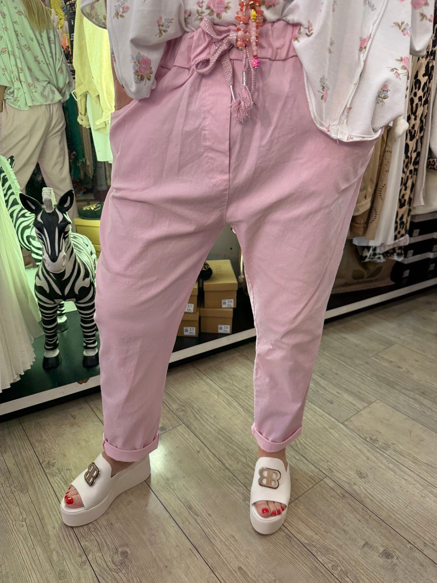 Pantalon magique gde taille rose