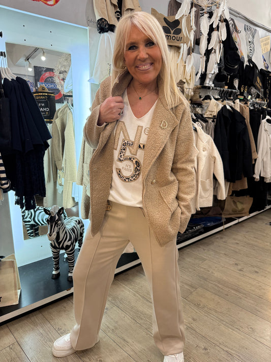 Veste bouclette camel