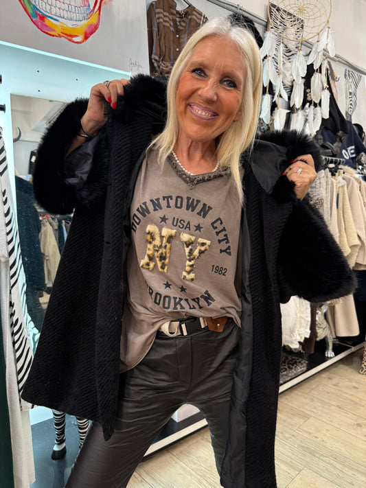 T shirt NY taupe
