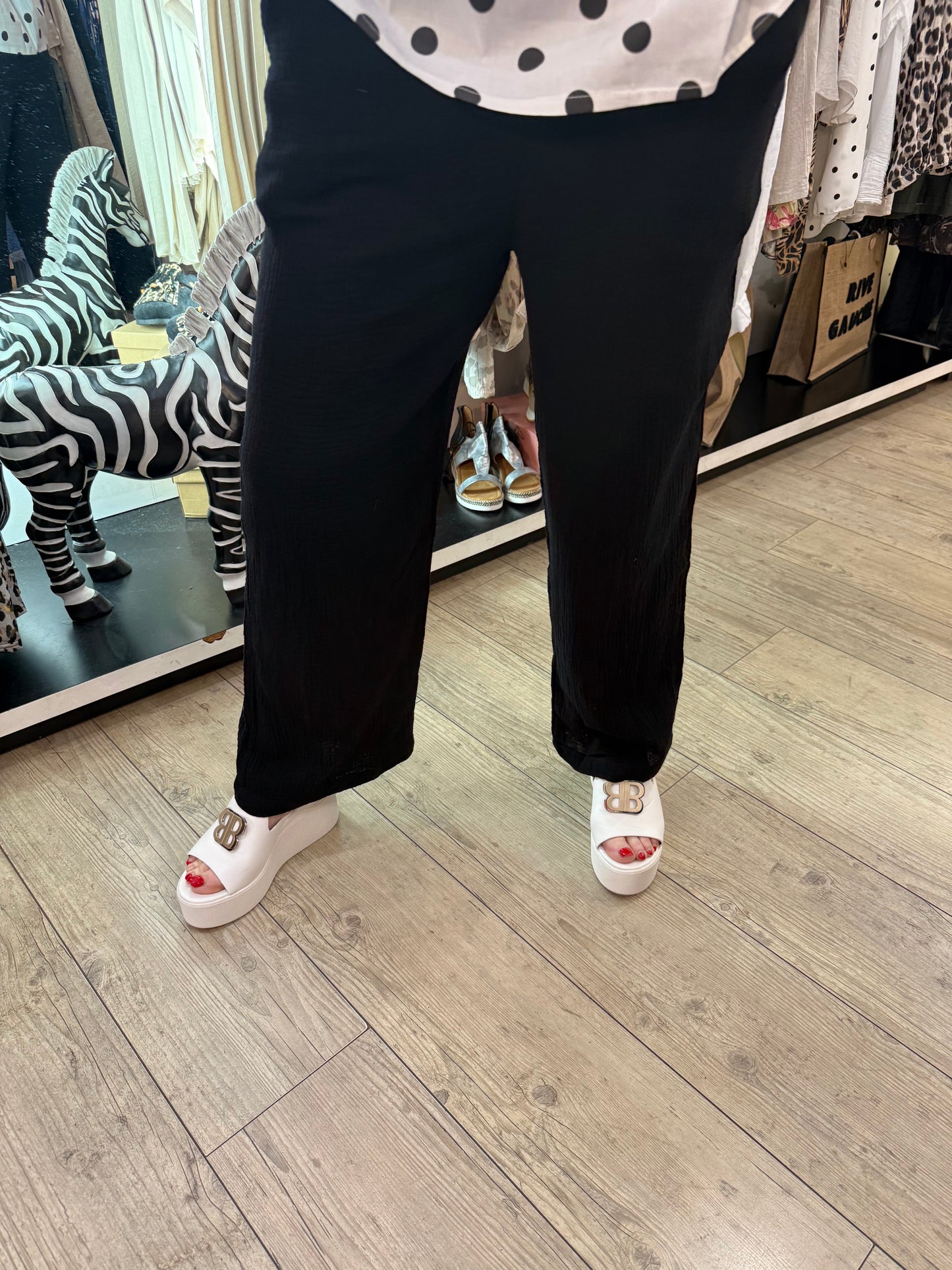 Pantalon polo gaze de Coton noir
