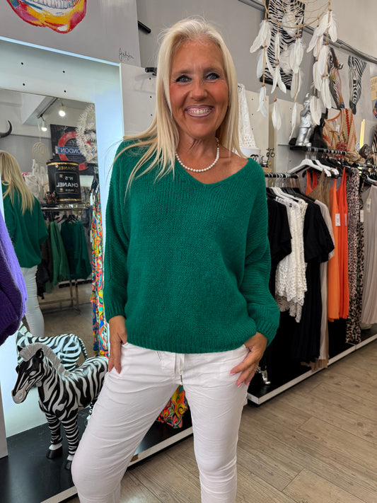 Pull chouchou vert gazon