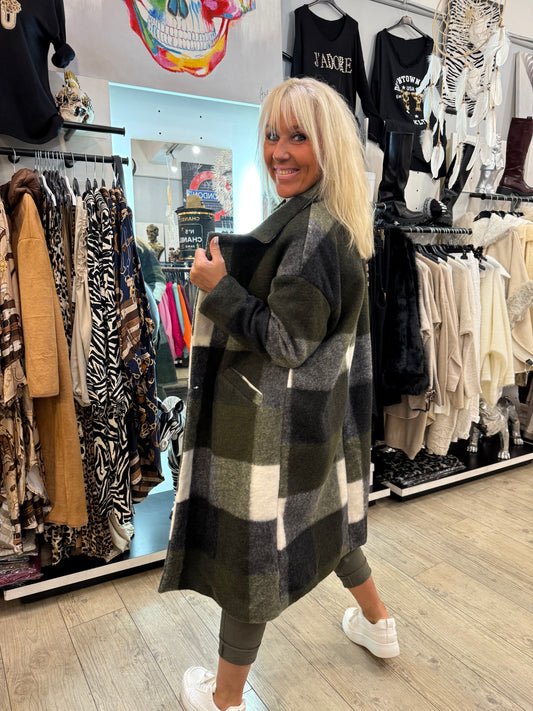 Manteau écossais kaki