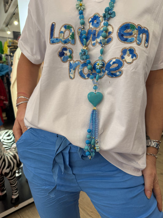 Sautoir cœur bleu