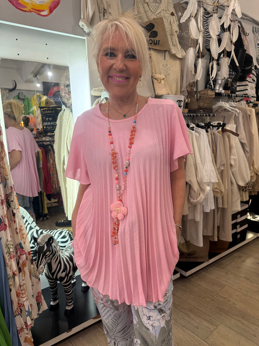 Tunique plissée rose