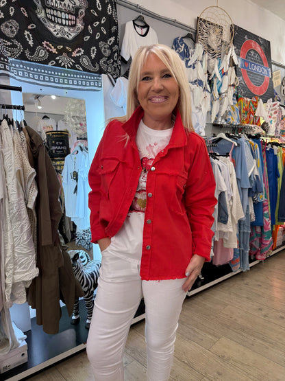 Veste jean rouge