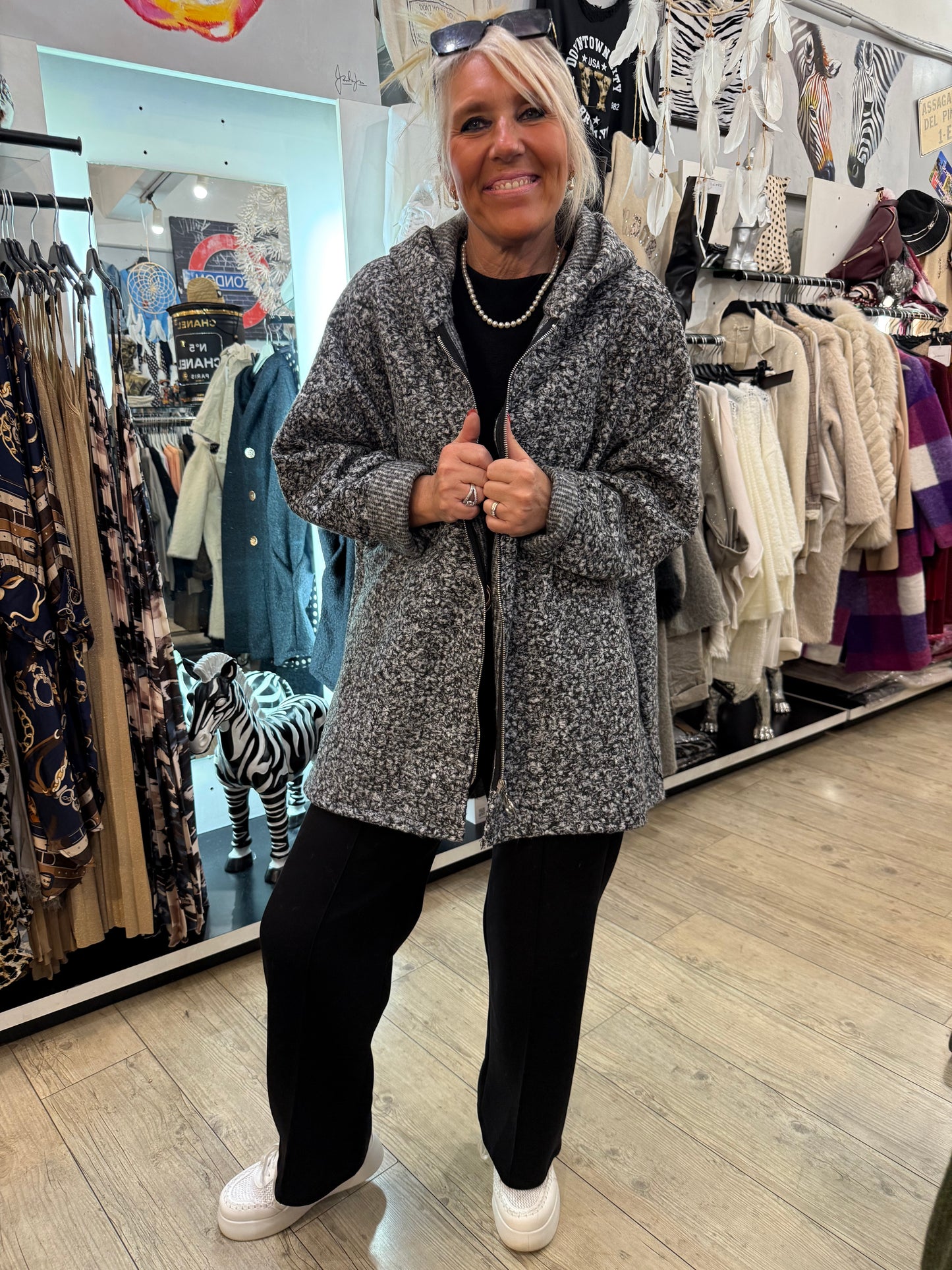 Manteau chiné gris oversize