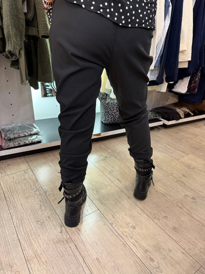 Pantalon gde taille noir clous