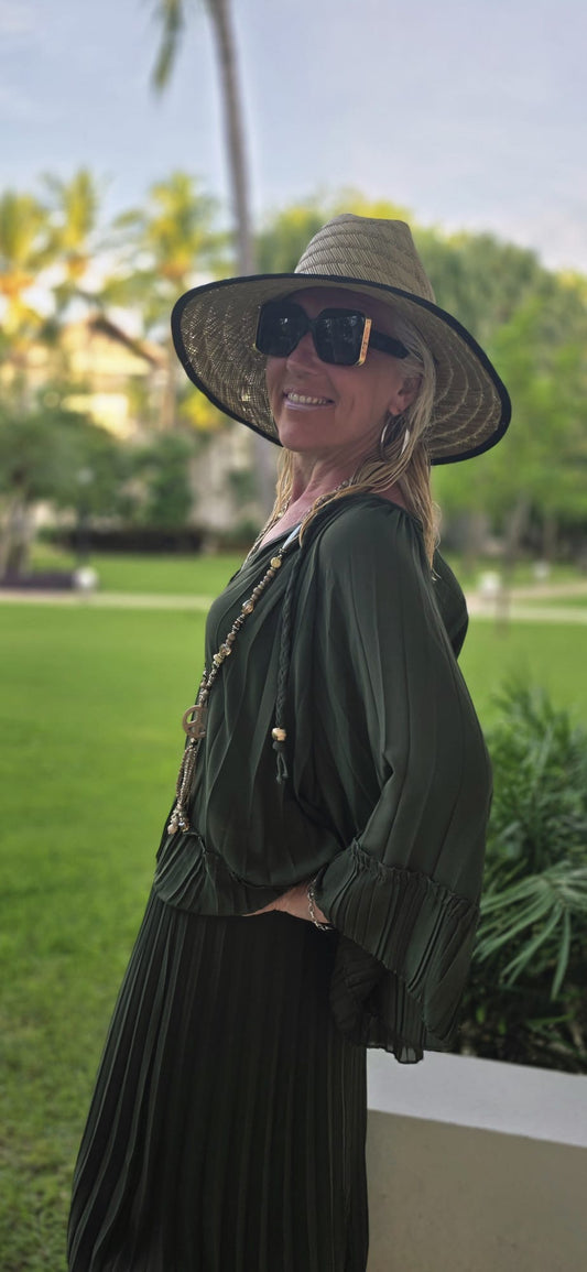 Tunique plissée kaki