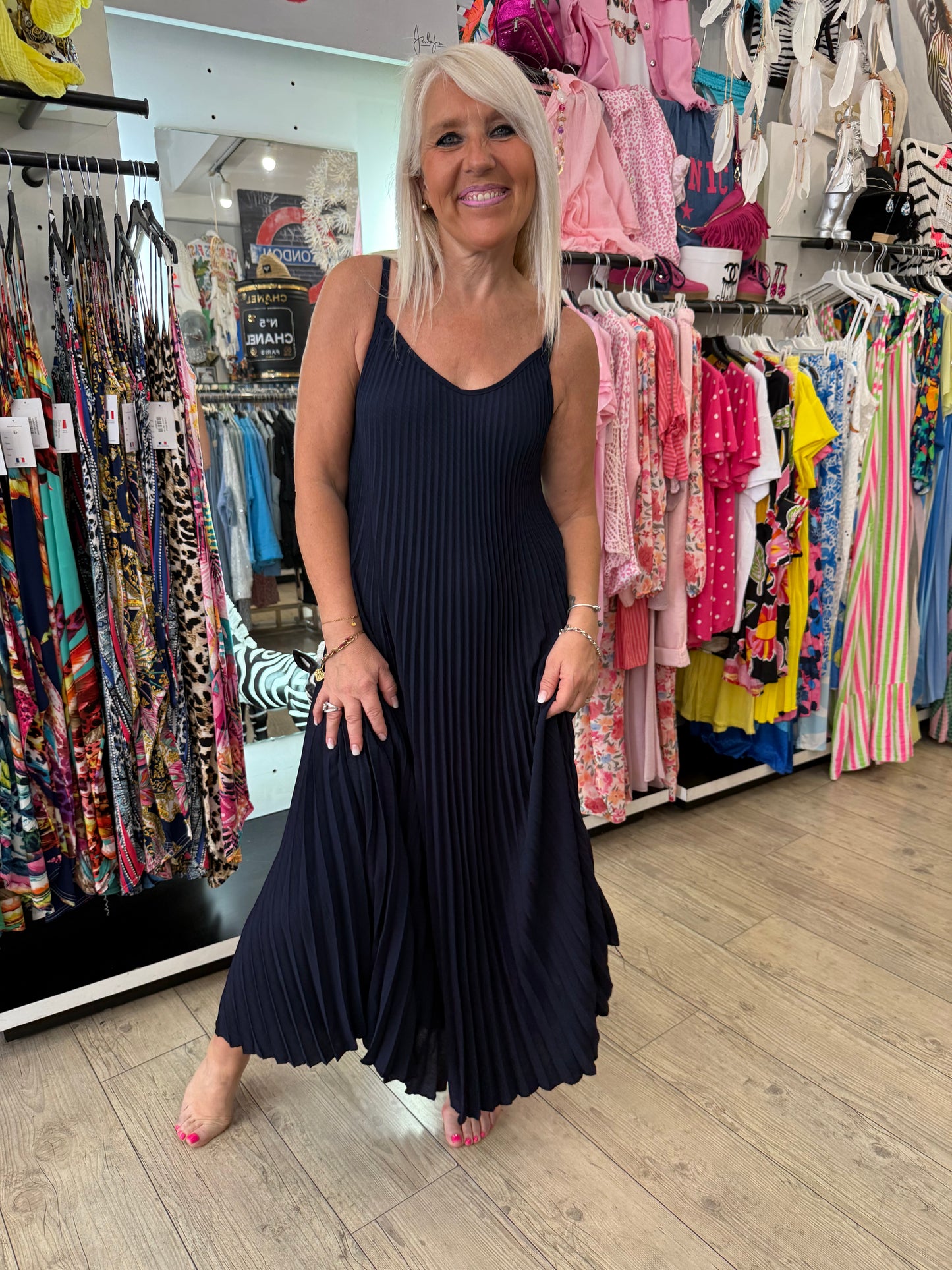 Robe plissée marine