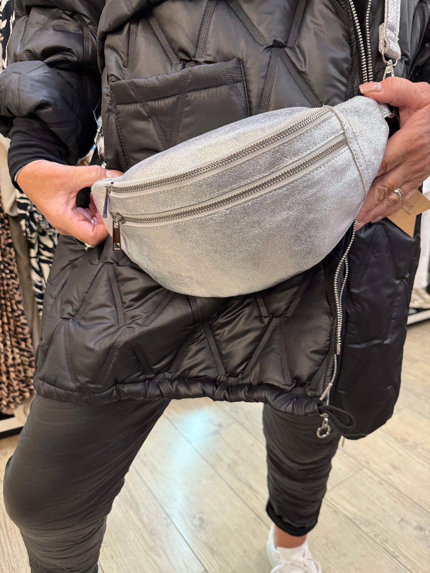 Sac Banane pailleté argent