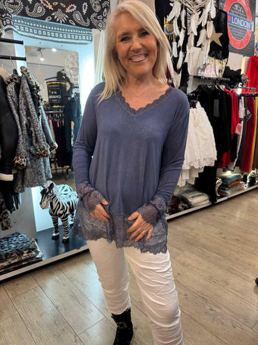 Top dentelle gde taille marine