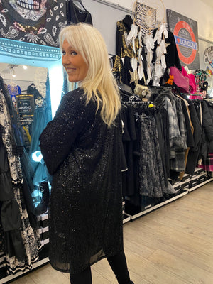 Veste longue noire sequins