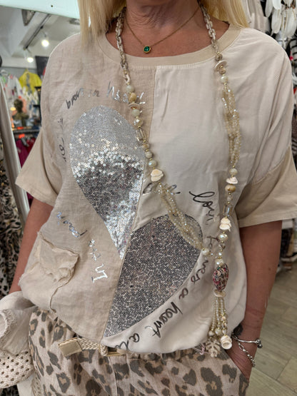T shirt coeur lin