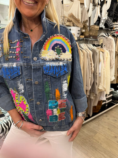 Veste jean cloutée