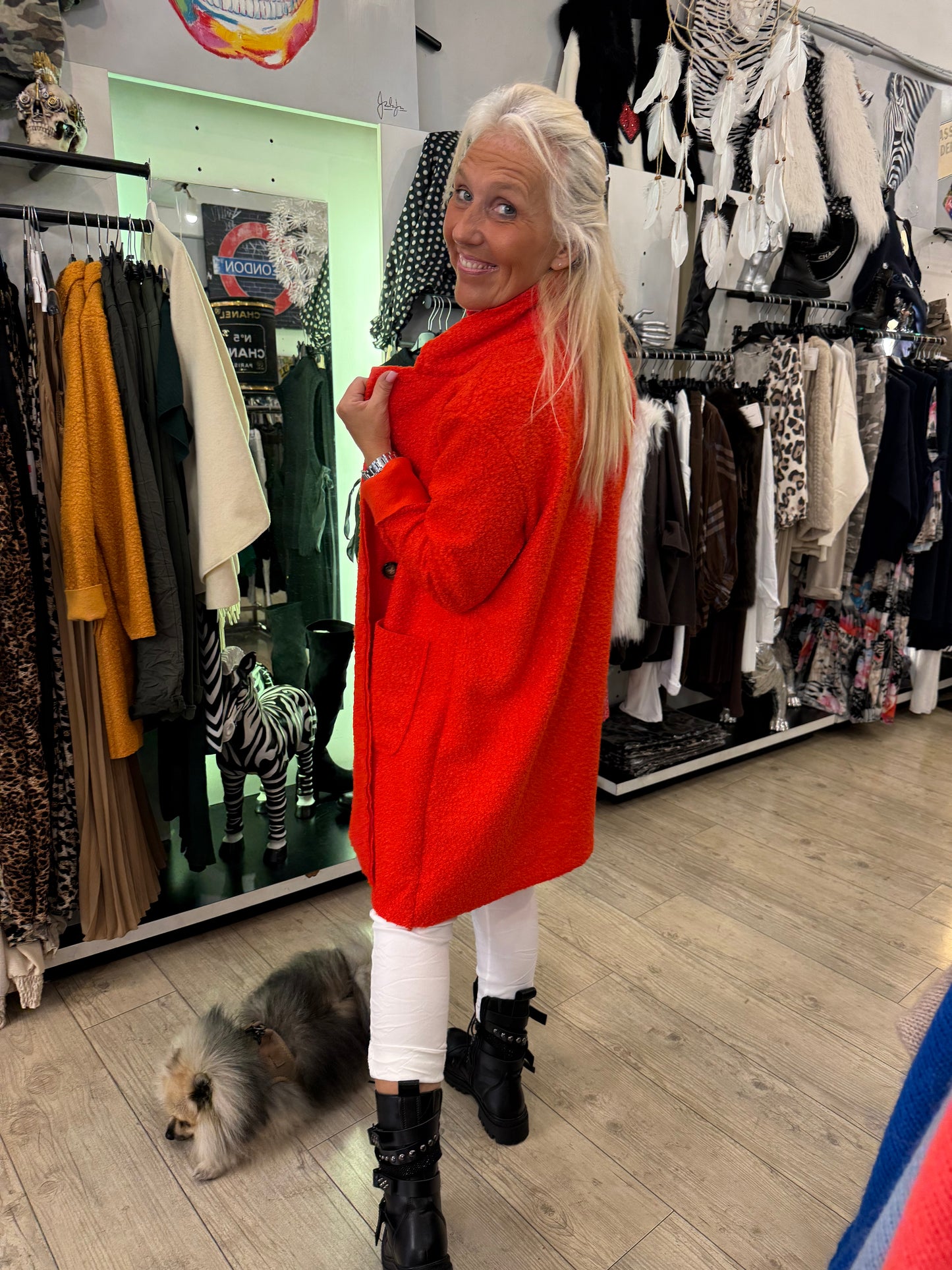 Manteau bouclette orange
