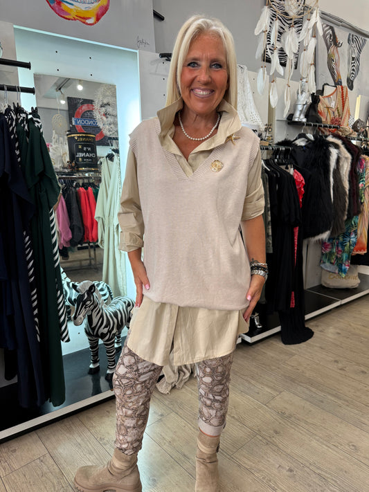 Pull broches beige