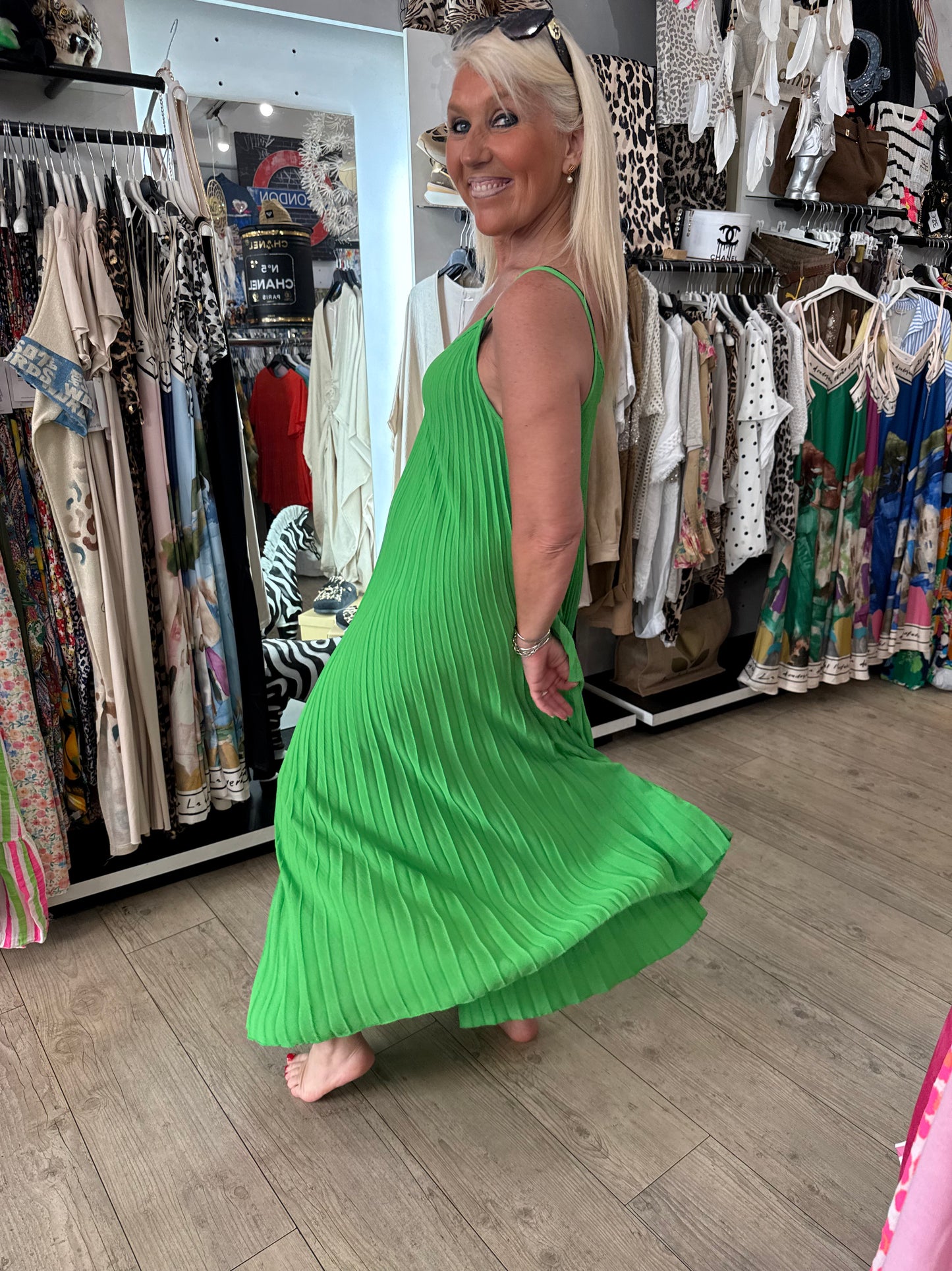 Robe plissée verte