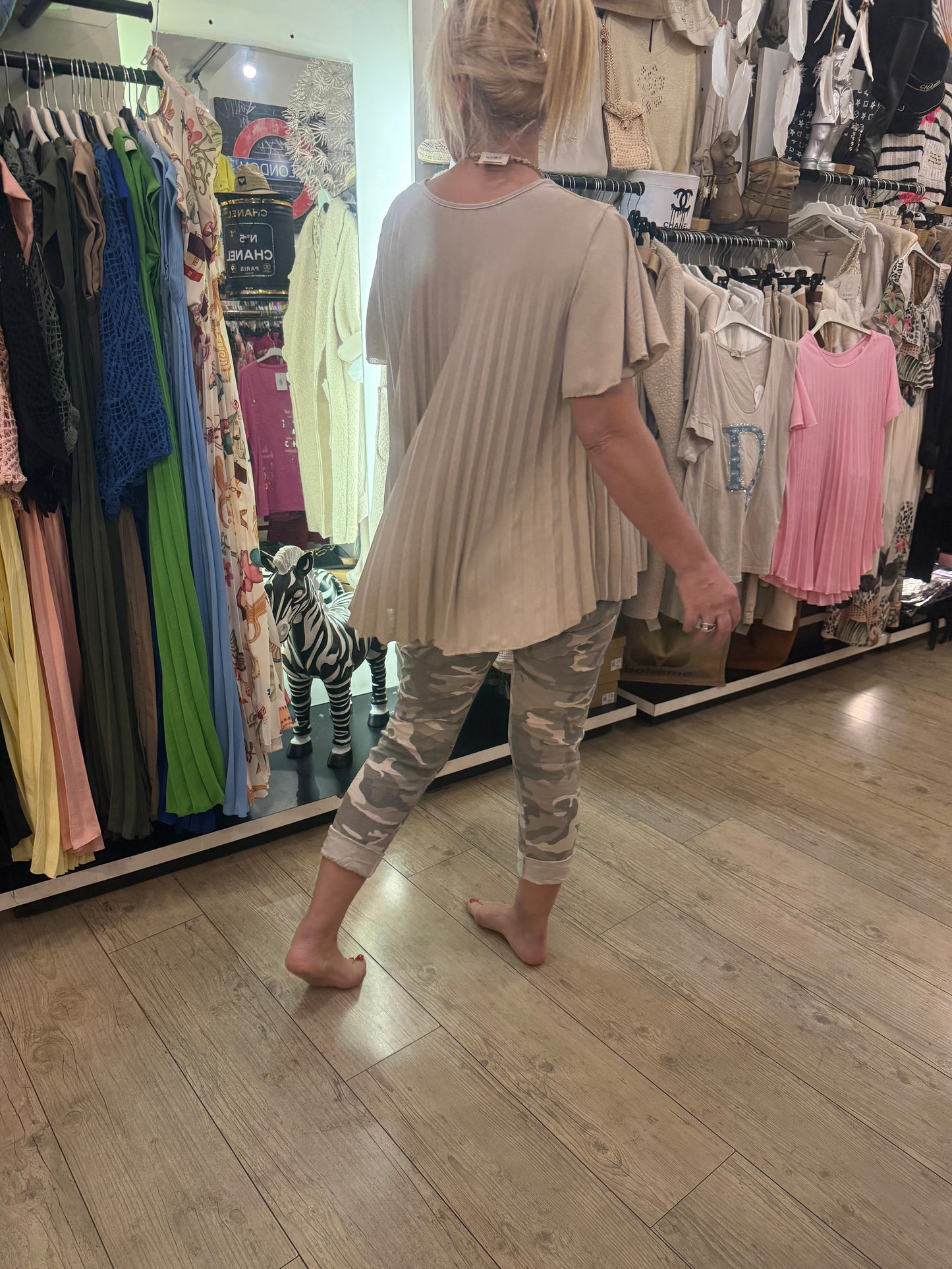 Tunique plissée beige