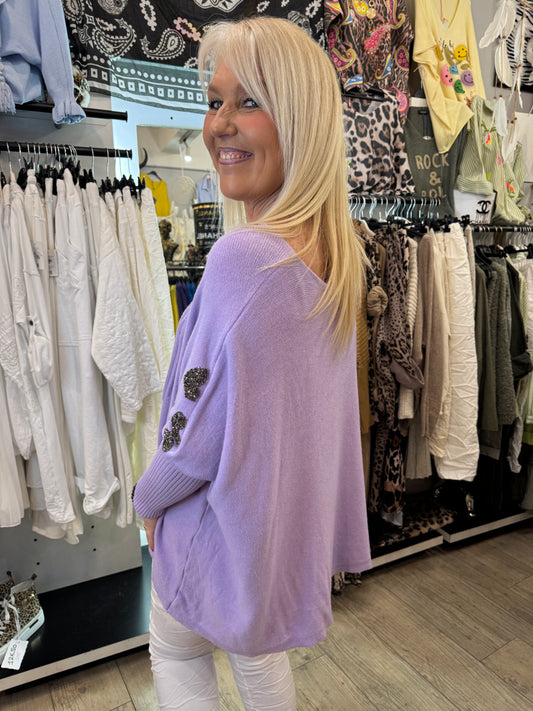 Pull cœur violet