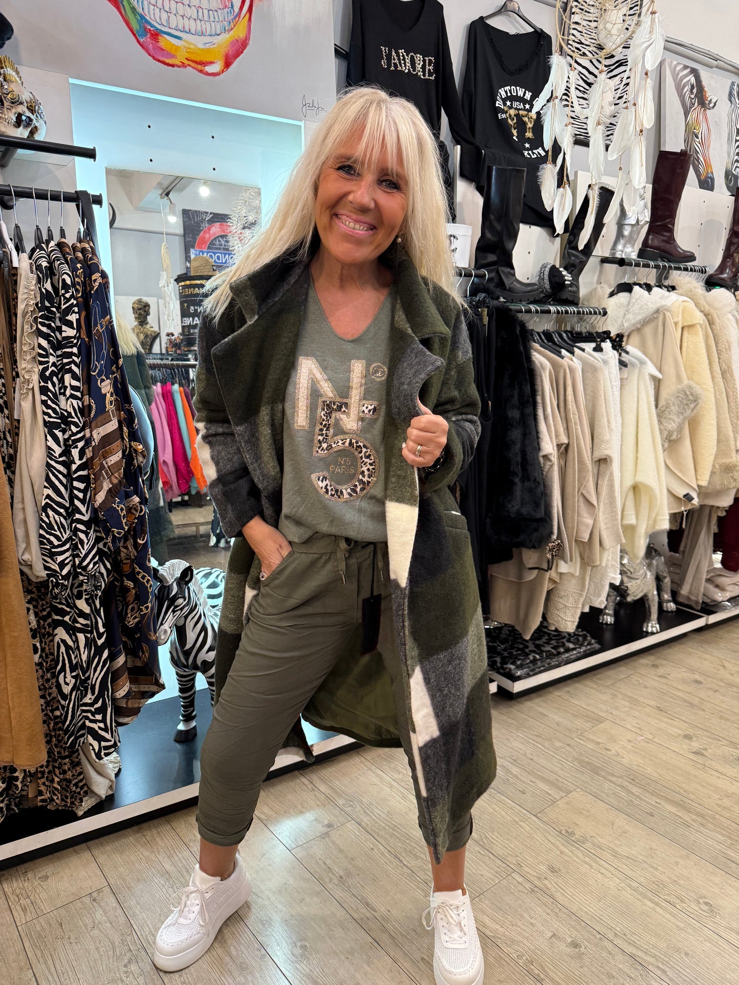 Manteau écossais kaki