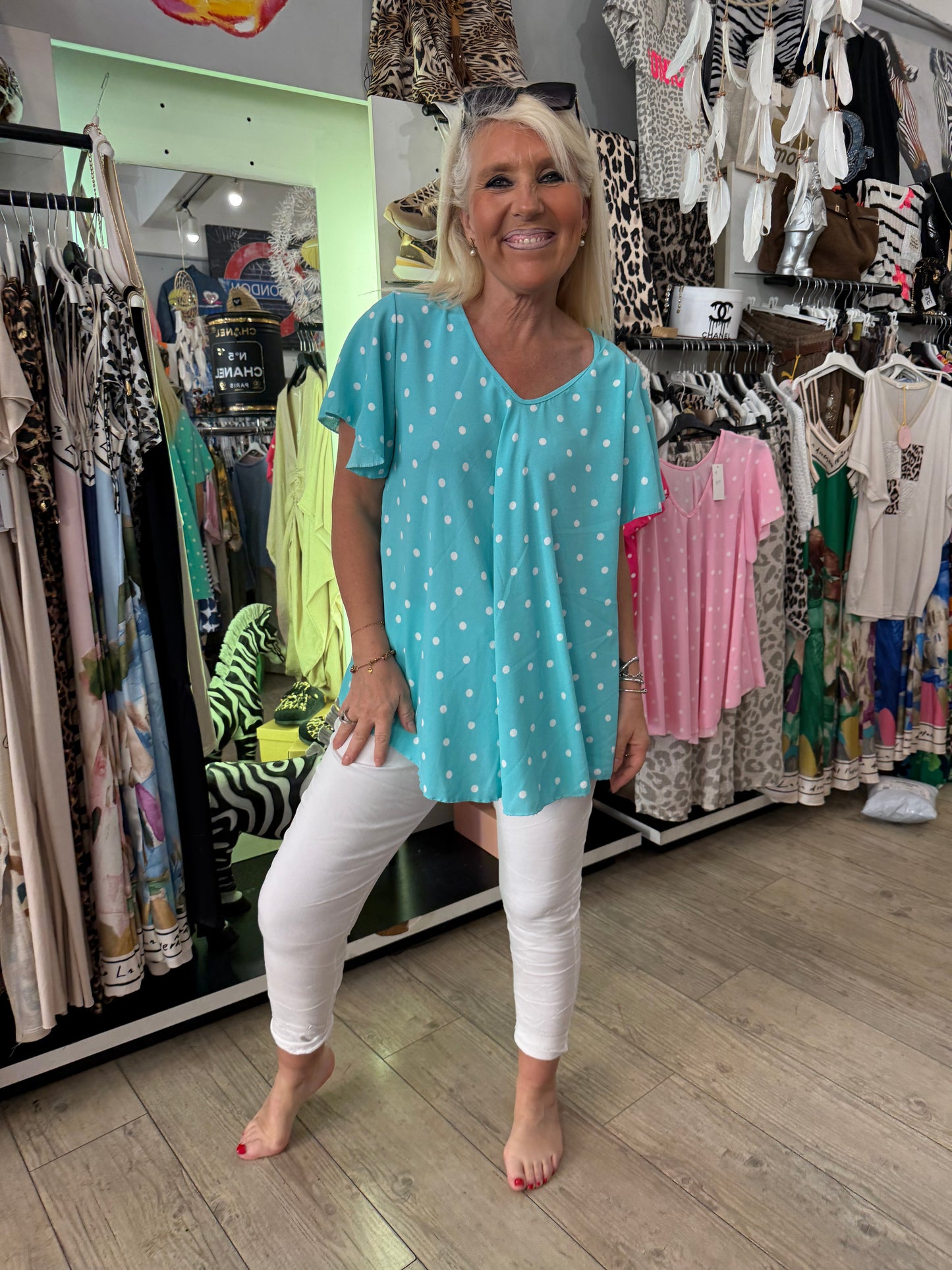 Tunique pois turquoise
