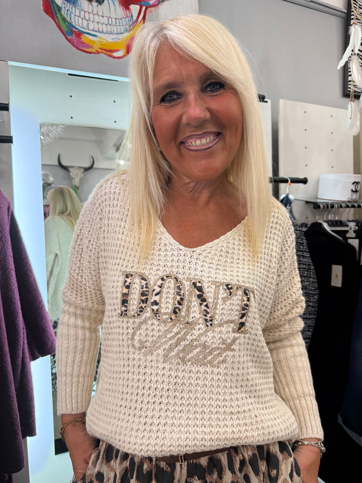 Pull torsade beige