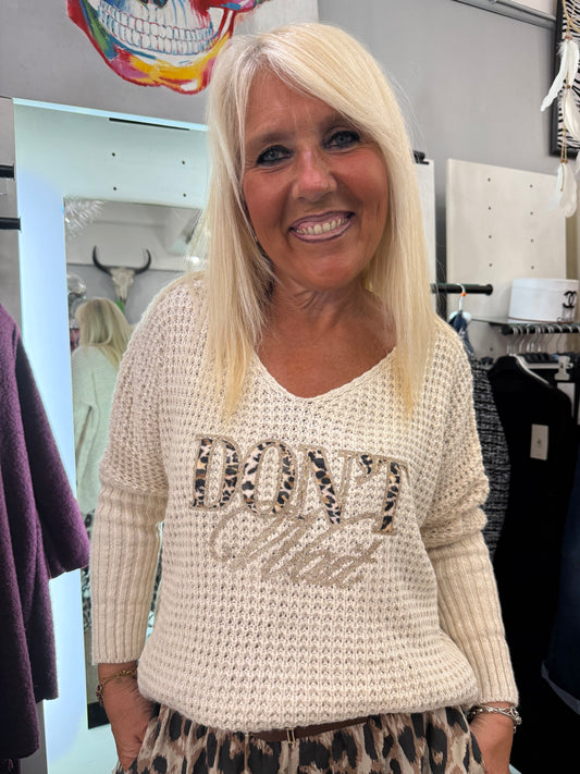 Pull torsade beige
