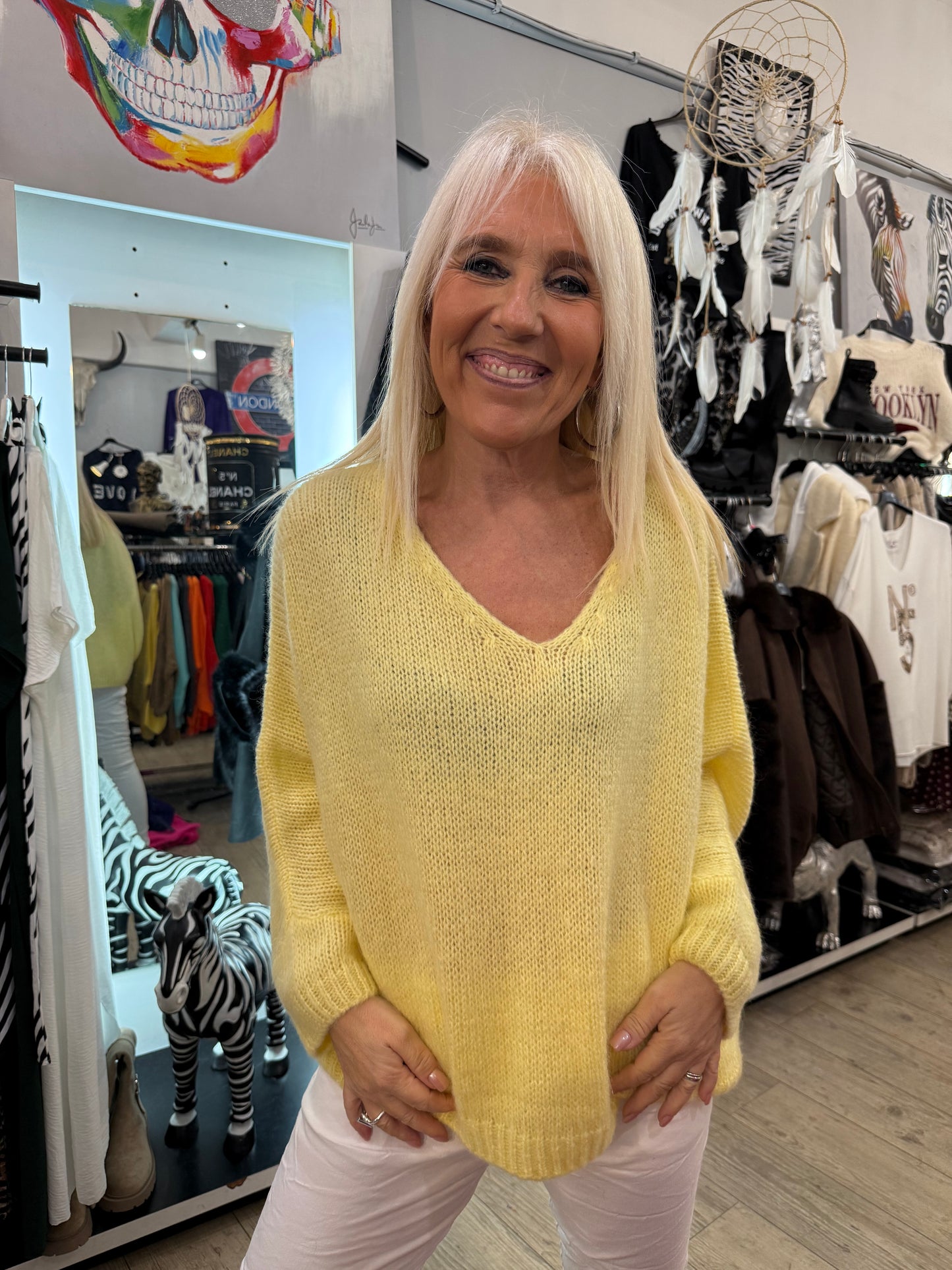 Pull chouchou jaune pastel