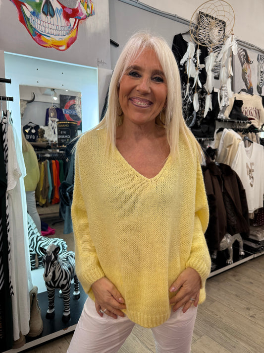 Pull chouchou jaune pastel