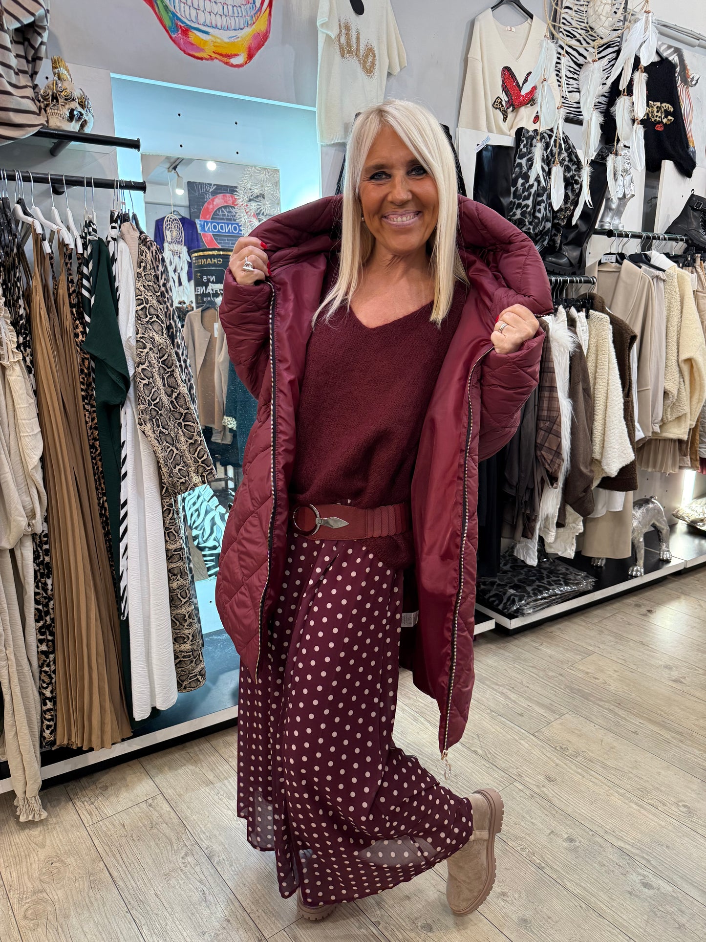 Jupe Noéline soie bordeaux