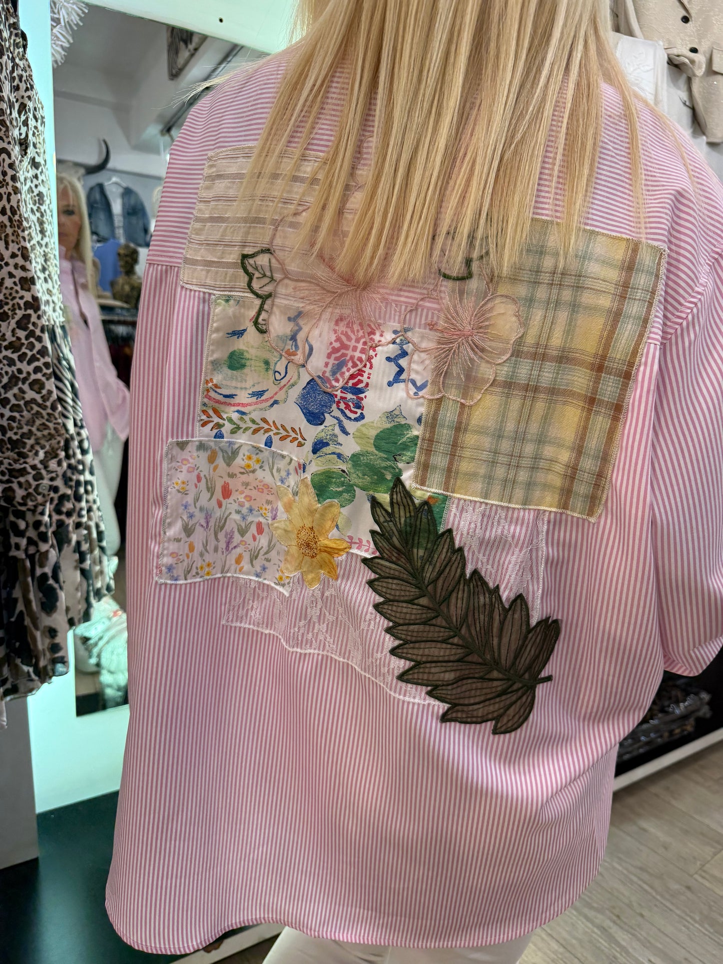 Chemise rayée rose Florale