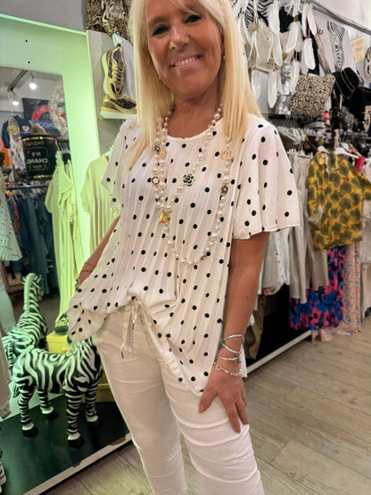 Tunique pois  plissée blanche