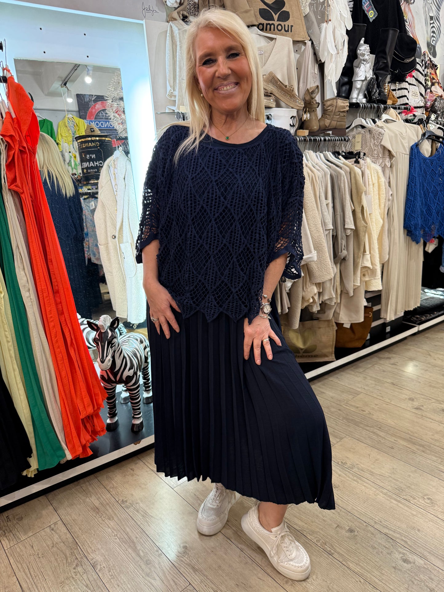 Pull macramé marine