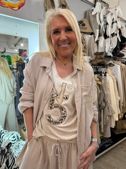 Chemise gaz de coton beige
