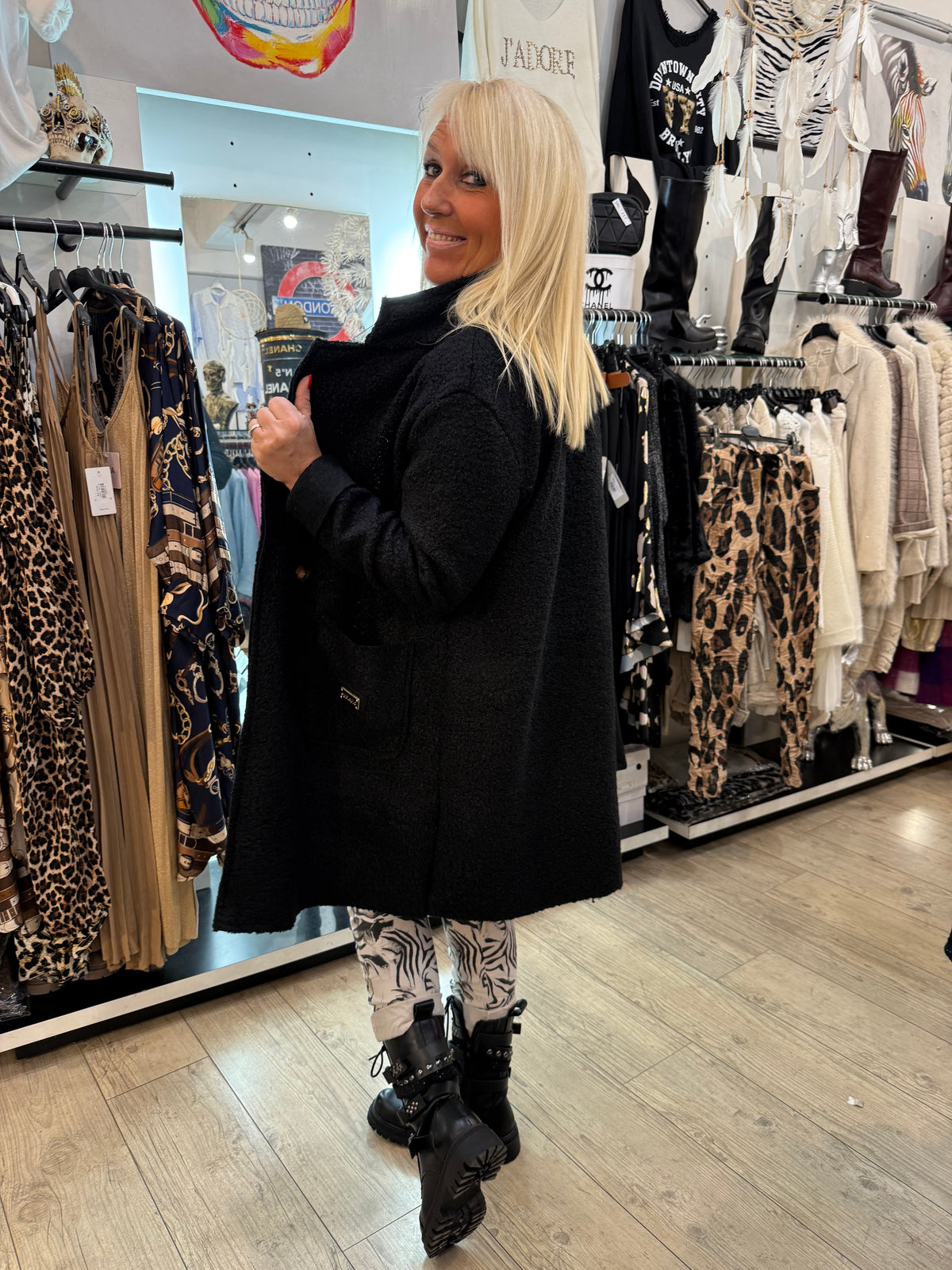 Manteau bouclette noir