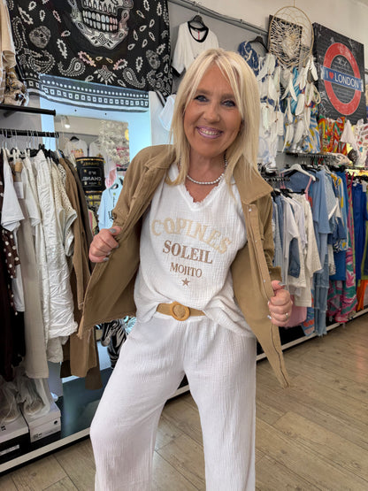 T shirt blanc les copines gaz de coton
