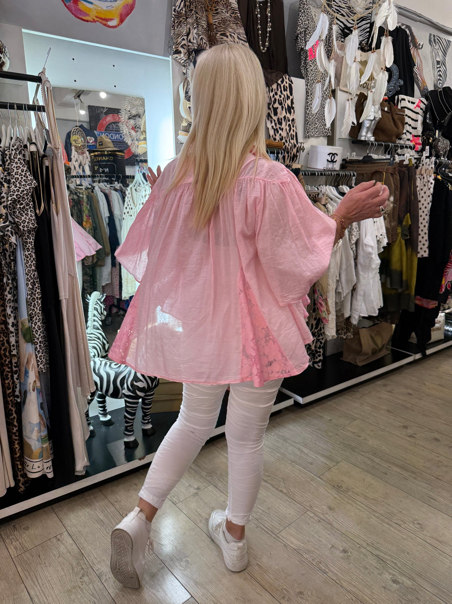 Chemise dentelle rose