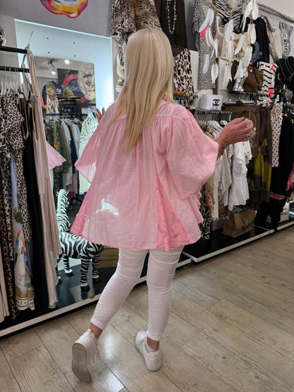 Chemise dentelle rose